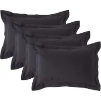 Homescapes Kussensloop 50x75 cm met Rand (Oxford) Set van 4 – Zwart – 100% Egyptisch Perkal Katoen – 200 TC