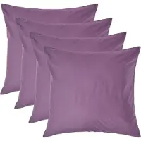 Homescapes Kussensloop 60x60 cm Set van 4 – Paars – 100% Egyptisch Perkal Katoen – 200 TC