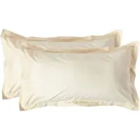 Homescapes Kussensloop 50x90 cm met Rand (Oxford) Set van 2 – Crème – 100% Egyptisch Perkal Katoen – 200 TC