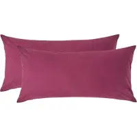 Homescapes Kussensloop 40x80 cm Set van 2 – Bordeaux – 100% Egyptisch Perkal Katoen – 200 TC