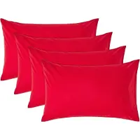 Homescapes Kussensloop 50x75 cm Set van 4 – Rood – 100% Egyptisch Perkal Katoen – 200 TC
