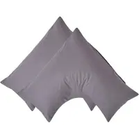 Homescapes Percale Katoen V-Kussensloop Set van 2 - Donkergrijs - 100% Egyptisch Katoen - 200TC - 38 x 76 cm