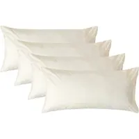 Homescapes Kussensloop 50x90 cm Set van 4 – Crème – 100% Egyptisch Perkal Katoen – 200 TC
