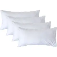 Homescapes Kussensloop 50x90 cm Set van 4 – Wit – 100% Egyptisch Perkal Katoen – 200 TC