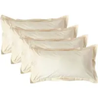 Homescapes Kussensloop 50x90 cm met Rand (Oxford) Set van 4 – Crème – 100% Egyptisch Perkal Katoen – 200 TC