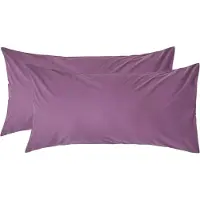 Homescapes Kussensloop 50x90 cm Set van 2 – Paars – 100% Egyptisch Perkal Katoen – 200 TC