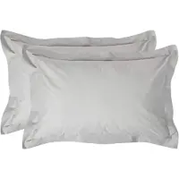 Homescapes Kussensloop 50x75 cm met Rand (Oxford) Set van 2 – Zilvergrijs – 100% Egyptisch Perkal Katoen – 200 TC