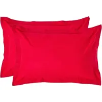 Homescapes Kussensloop 50x75 cm met Rand (Oxford) Set van 2 – Rood – 100% Egyptisch Perkal Katoen – 200 TC