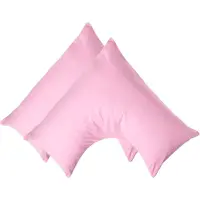 Homescapes Percale Katoen V-Kussensloop Set van 2 - Roze - 100% Egyptisch Katoen - 200TC - 38 x 76 cm
