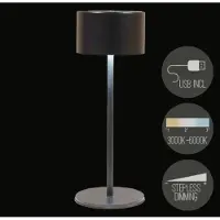 Anna's Collection Oplaadbare tafellamp USB zwart 8x22cm zwart Metaal Tafellamp