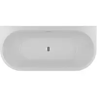 Riho Ligbad Halfvrijstaand Desire B2W Back To Wall 180x84x60 Acryl Glans Wit met Fall Overloop en LED Verlichting Incl. Sifon & Pootset