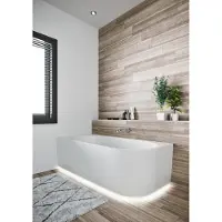 Riho Ligbad halfvrijstaand desire corner rechts 184x84x60 acryl glans wit met led verlichting incl. Sifon & pootset