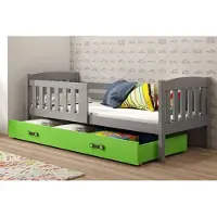 BMS - KUBUŚ Bed - 90x200 cm - Jongeren - Grafiet/Groen