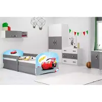 BMS LUKI 1 - Kinderbed - 80x160 cm - Auto Motief - Graphiet