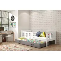 BMS - KUBUŚ Kinderbed - 80x160 cm - Met Matras en Lade - Wit/Grafiet