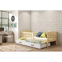 BMS - Pull-out Kinderbed KUBUŚ - 80x160cm - Met Lade - Pine/Wit