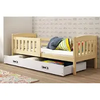 BMS - KUBUŚ Single Youth Bed - 90x200 - Pine/White