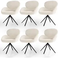 Juskys Draaistoel / Eetkamerstoel Albano - Incl. Draaifunctie - Bouclé Stof - Crème - Set van 6