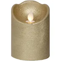 Lumineo LED kaars | wax | goud/warm wit met bewegend lampje | ø7,5x10cm