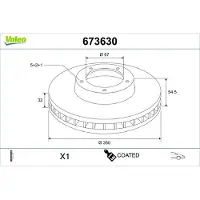 Valeo 673630 Remschijf