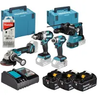 Makita DLX4196JX1 Combinatie-set LXT gereedschap, inclusief drie 5,0 Ah accu's, snellader en MAKPAC-opbergkoffer