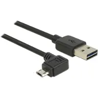 DeLOCK Easy-Micro USB haaks (links/rechts) naar Easy-USB-A kabel - USB2.0 - tot 2A / zwart - 1 meter
