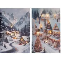 Lumineo Kerst Canvas LED 1,5x38x58cm Multi multi Canvas Schilderij