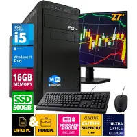GMR Intel Compleet Desktop SET | Intel Core i5 | 16 GB RAM | 512GB SSD | DVD+RW | Windows 11 Pro | 27 Inch Monitor + Muis & Toetsenbord