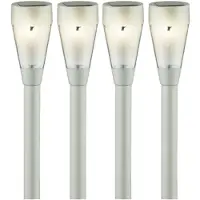 Lumineo Solar tuinlamp - 10x - prikspot - zilver - op zonne-energie - 32 cm - Prikspots tuinverlichting