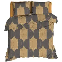 Romanette Dekbedovertrek Swing Camel / Grijs Katoen-240 x 200 / 220 cm | Lits-Jumeaux