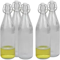 Urban Living Beugelfles/Weckfles - 10x - transparant glas - luchtdicht - 1 liter - waterfles