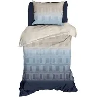 Satin d'or Albenga Dekbedovertrek - Eenpersoons - 140x200/220 cm - Blauw/Beige