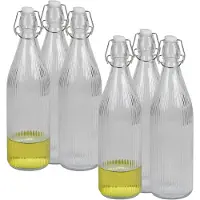 Urban Living Beugelfles/Weckfles - 12x - transparant glas - luchtdicht - 1 liter - waterfles