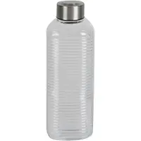 Urban Living Waterfles/drinkfles Vertigo - glas - transparant - met RVS dop - 1000 ml