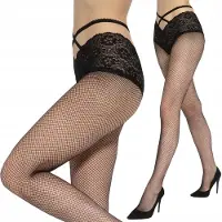 Gatta – Panty’s Dames – Maat XS/S – Visnet Panty met Kant – Cadeauverpakking – Zwart