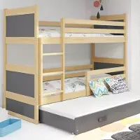 BMS - Jeugdbed - 90x190 cm - 3-Persoons - Pine/Graphite