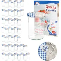 MamboCat 50-delige set sturzglas 435 ml tot 82 deksel hout hart blauw incl. diamant gelierzauber receptenboek