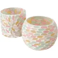 Boltze - -Theelichthouder - Waxinelichthouders - Set van 2 - Glas - meerkleurig - Edina - 8 cm
