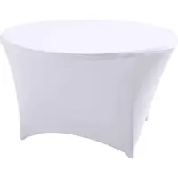 Oviala - Elastische tafelkleedhoes voor ronde tafel van 150 cm wit - STRETCH