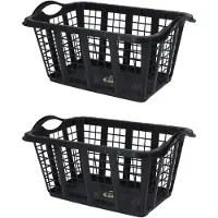 Storage solutions wasmand met handvatten - 2x stuks - zwart - 37 liter - 60 x 40 x 30 cm
