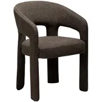 Ebuy24 Splendor Dan-Form eetkamerstoel met armleuningen bouclé bruin.