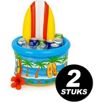 Partyproduct Opblaasbare Drankkoeler met Surfboard Design – Tropische IJsemmer – Set van 2 Stuks – Party & Verkleed Feestartikelen
