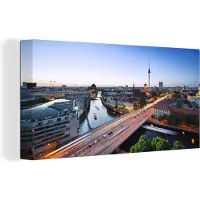 MuchoWow Grote wanddecoratie - Berlijn stadslandschap Canvas - 200x100 cm - XXL decoratie