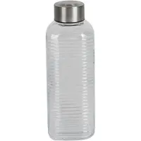 Urban Living Waterfles/drinkfles Vertigo - glas - transparant - met RVS dop - 750 ml
