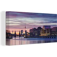 MuchoWow Grote wanddecoratie - Bewolkte zonsondergang in Berlijn Canvas - 200x100 cm - XXL decoratie
