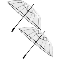 Falconetti stormparaplu - 2x - windproof - transparant - 110 cm - extra sterk