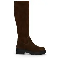 Manfield Donkerbruine hoge stretch laarzen | Maat 36