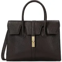 Kazar Dark brown handbag with handles and detachable strap