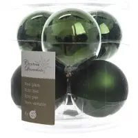 Ksd 6 Kerstballen glas glans-mat diameter 8cm Dennen groen
