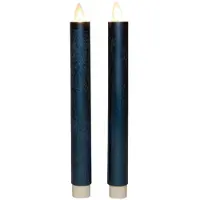 Anna's Collection Led dinerkaars 23 cm | Metallic Blauw | Bewegende vlam | 2 stuks